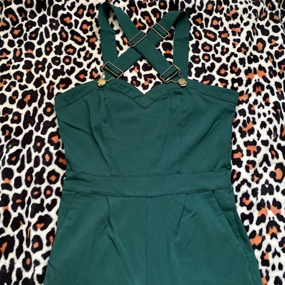 VOODOO VIXEN Capri length sweetheart neckline overalls
